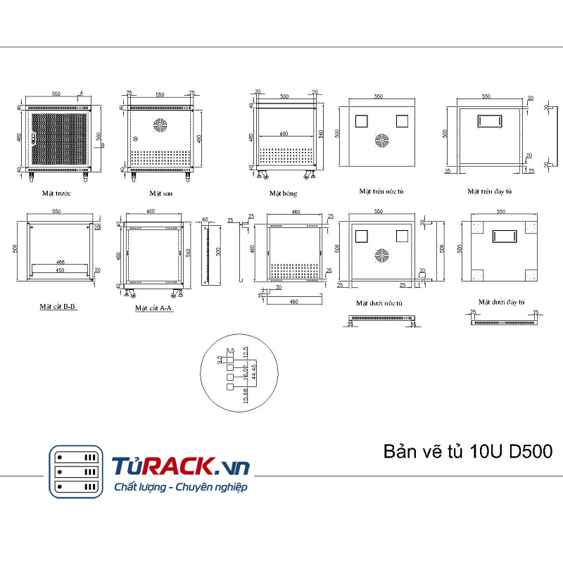 Tủ rack 10U UNR N10U-D500-MK (H625xW550xD500)
