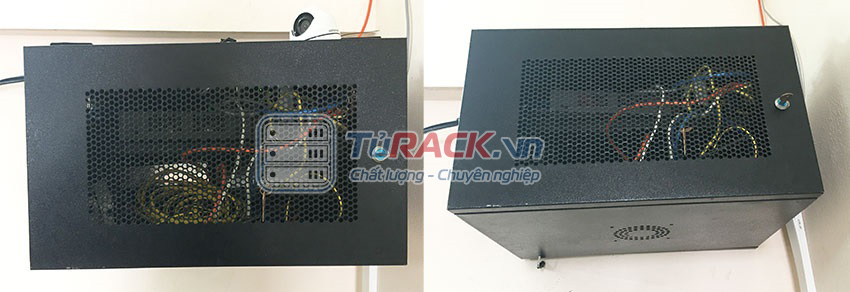 Hình ảnh thực tế sau khi lắp đặt 1 chiếc tủ mạng treo tường 9U