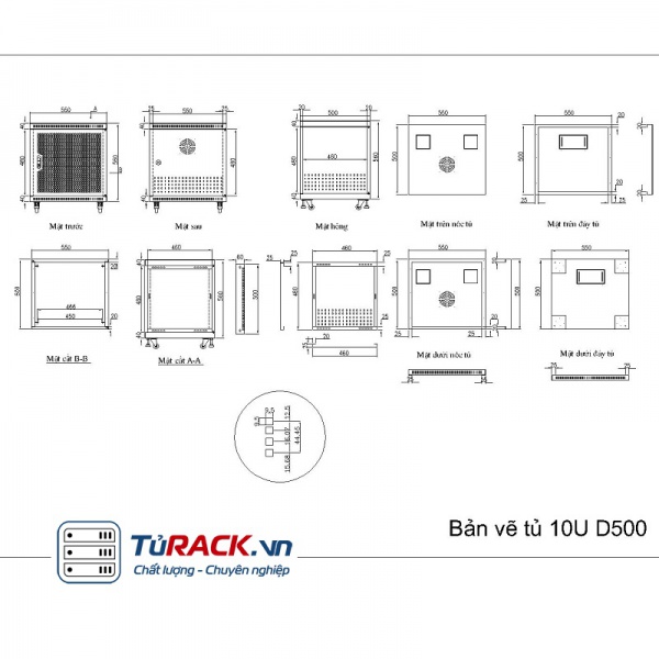 Tủ rack 10U UNR N10U-D500 (H625xW550xD500) - 5