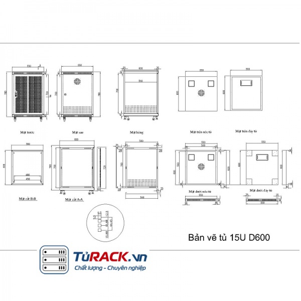 Tủ rack chuẩn 19 inch 15U UNR-15UD600 mẫu mới - 4
