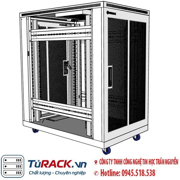Tủ rack 19 inch 20U UNR-20UD1000 2 cửa lưới - 4