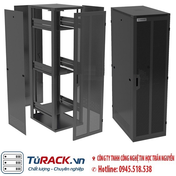 Tủ rack 32U UNR-32UD600 mẫu mới 2 cửa lưới - 4