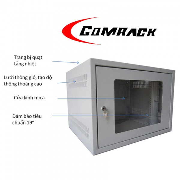 Tủ rack treo tường 12U Comrack CRW-W12 (W600xH620xD500) - 2